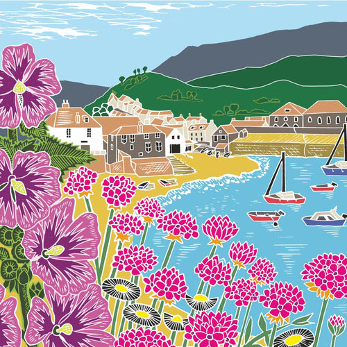 Coastal Boats and Flowers Paper Cocktail Napkins