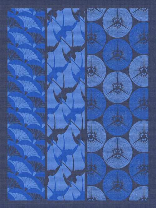 Blue Japanese Fan Cotton Jacquard Towel