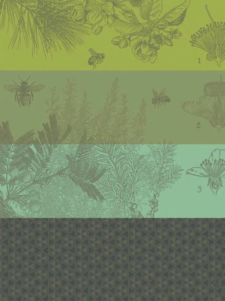 Miel de Fleurs Green Cotton Jacquard Towel