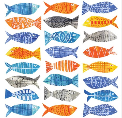 School of Colored Fish Paper Cocktail Napkins