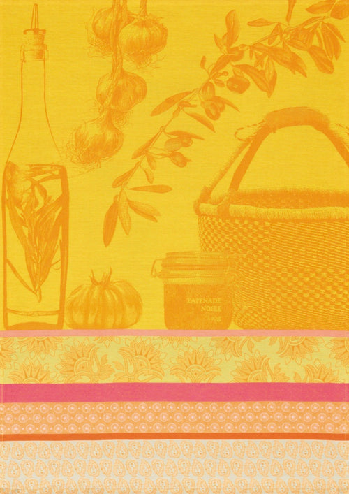 Basket with Jam Yellow Cotton Jacquard Towel