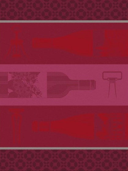 Wine in the Bottle Red Jacquard Cotton Towel