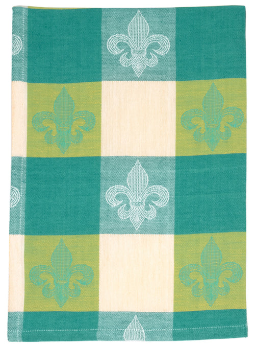Aqua Fleur De Lis Jacquard Towel