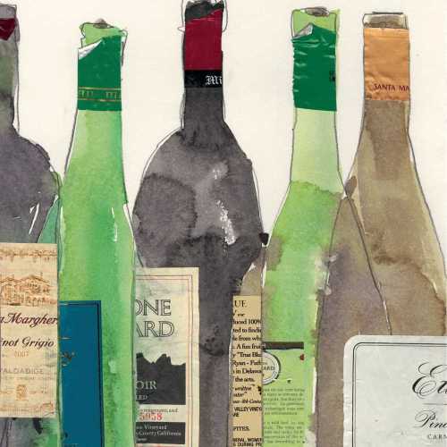 Watercolor Wine Bottles Paper Cocktail Napkins