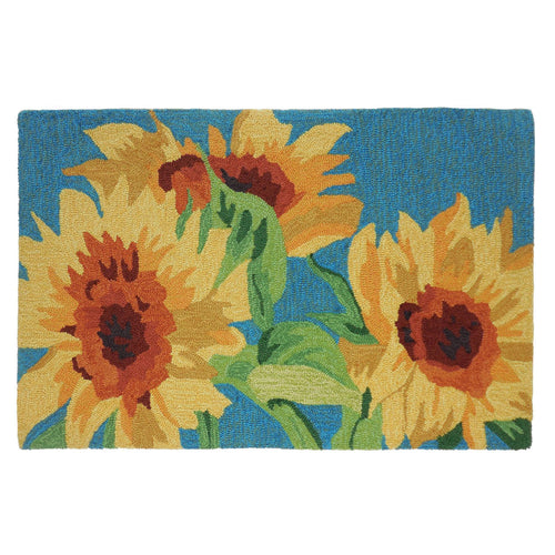 Sunflowers On Teal Kitchen Rug
