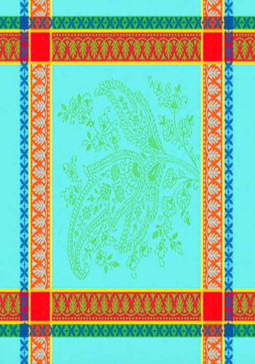 French Turquoise Jacquard Dish Towel