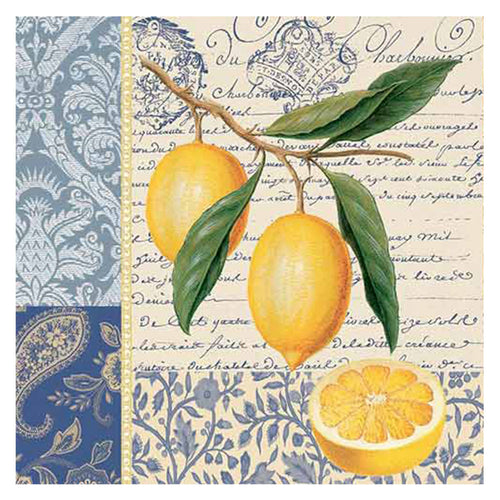 Citron Lemons Paper Cocktail Napkins