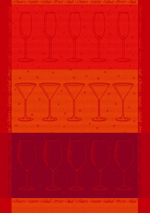 Red Orange Martini Cotton Tea Towel