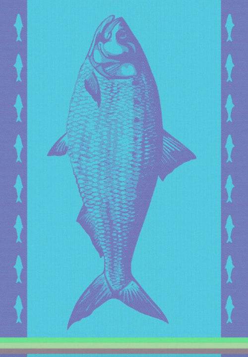 European Blue Aqua Fish Cotton Dishtowel