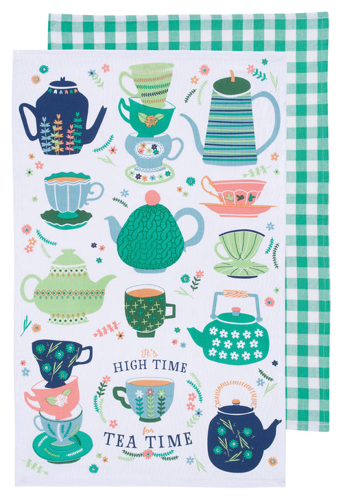 Green Teapot Cotton Dishtowel Set