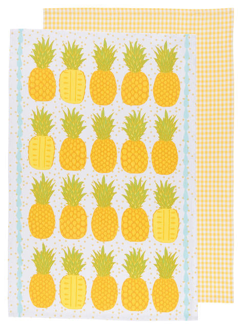Yellow Pineapples Dish Towel Set