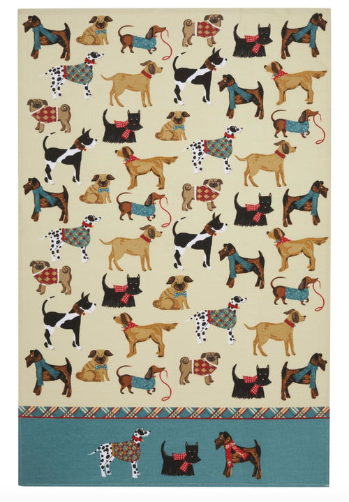Dog Walk Cotton Tea Towel