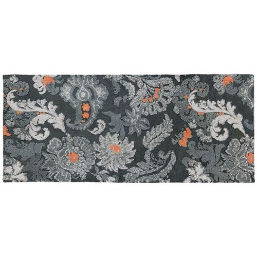 Gray Floral Kitchen Rug