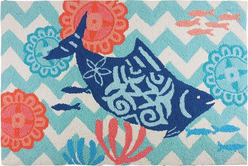 Fish On Chevron Kitchen Rug