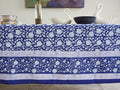 Midnight Lotus Block Print Blue 70X90 Tablecloth Border