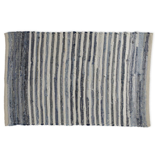 Blue Stripe Chindi Kitchen Rug