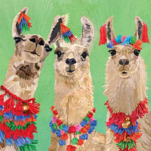 Three Colorful Llamas Cocktail Napkins