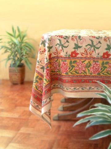 Tropical Garden Block Print 70x90 Tablecloth 