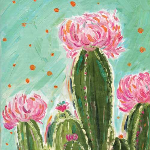 Pastel cactus paper cocktail napkins