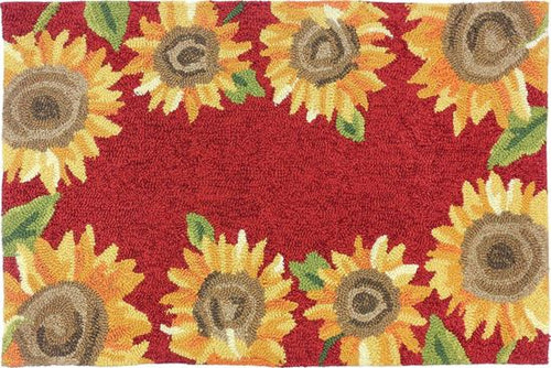 Rust Sunflowers Kitchen Rug