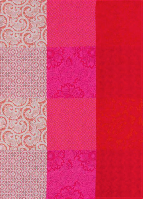 Fleurs de Kyoto Red Cotton Jacquard Towel