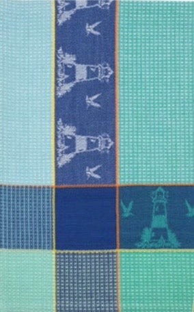 blue-aqua-lighthouse-waffleweave-towel