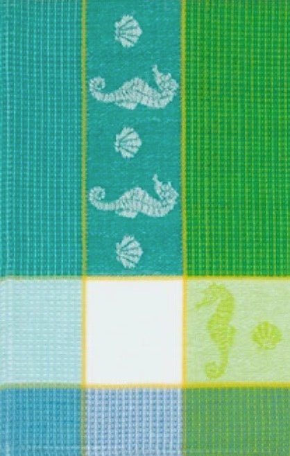aqua-seahorse-waffle-weave-towel