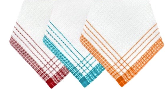 Red, Blue, Orange and White Waffle Weave Dishcloth Set of 12