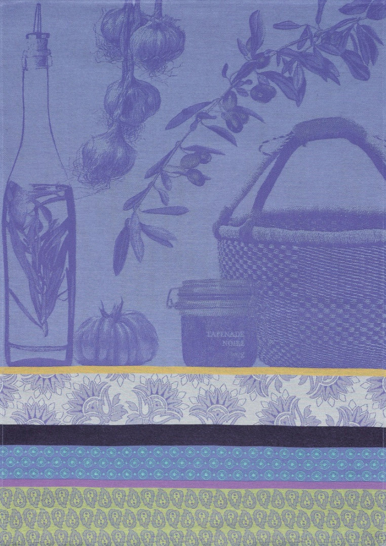 Basket with Jam Blue Cotton Jacquard Towel