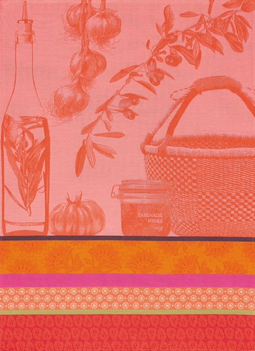 Basket with Jam Orange and Pink Cotton Jacquard Towel