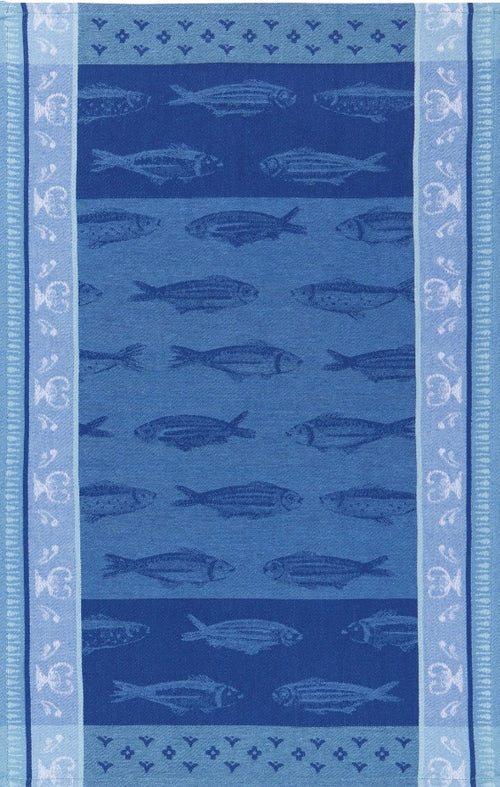 Blue Fish Jacquard Dish Towel