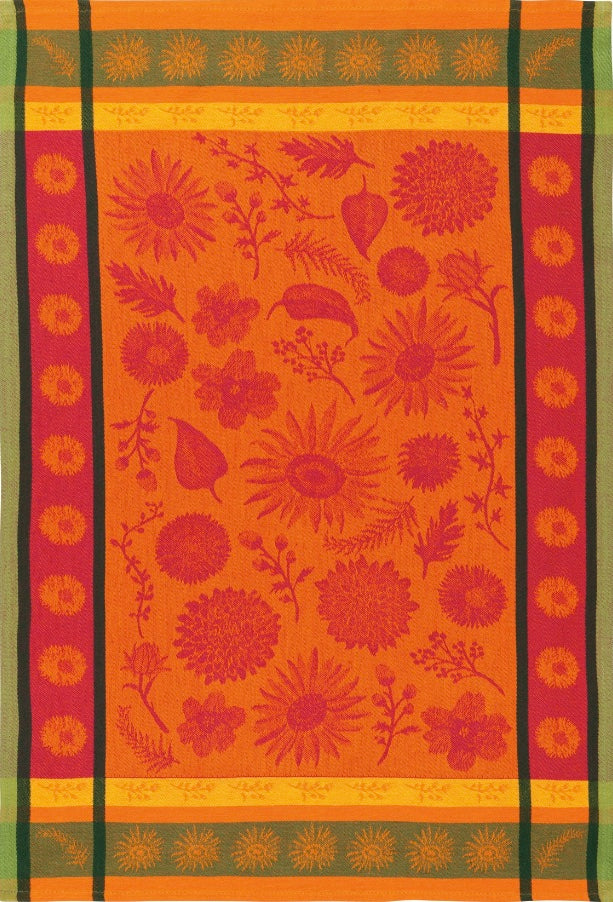 Orange Sunflower Jacquard Dish Towel