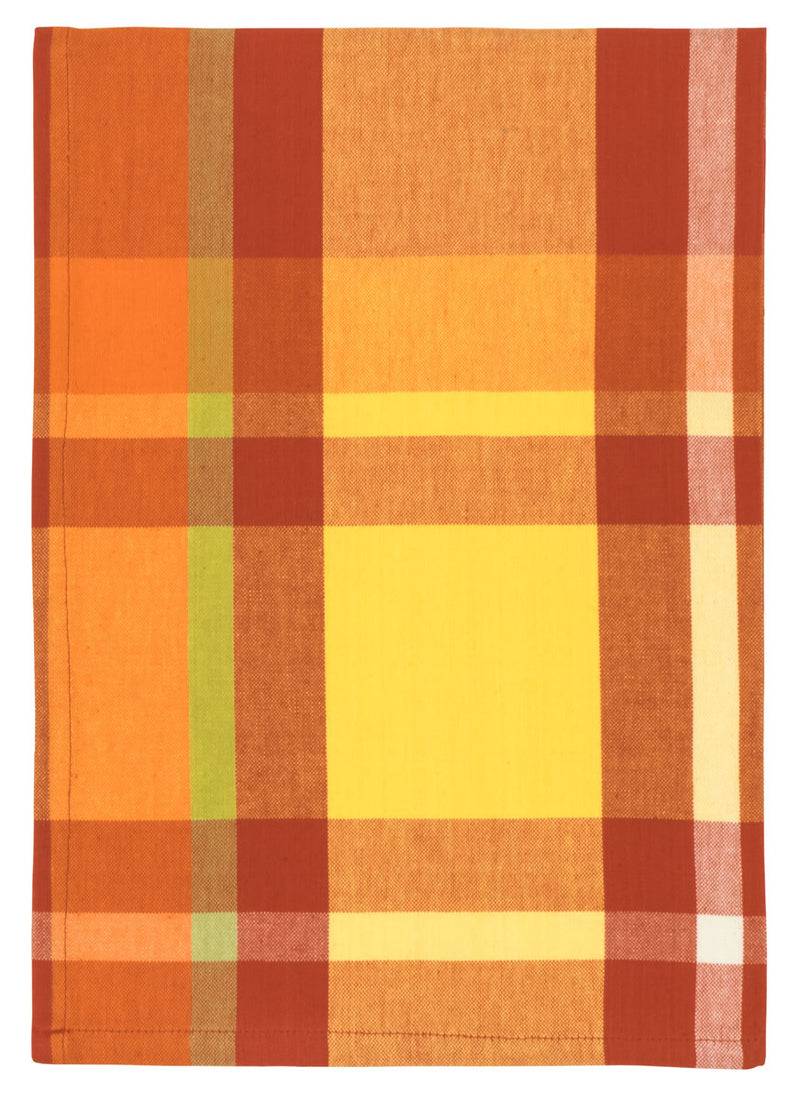 Red Orange Yellow Plaid Cotton Towel