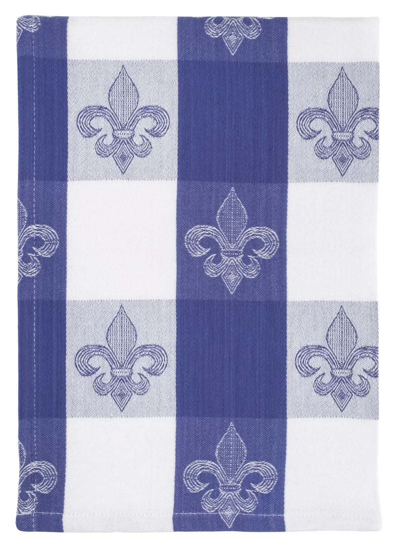 BLUE WHITE FLEUR DE LIS JACQUARD TOWEL