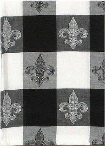 BLACK WHITE FLEUR DE LIS JACQUARD TOWEL