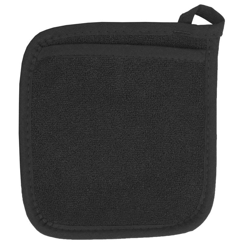 Black Pocket Terry Cloth Potholder