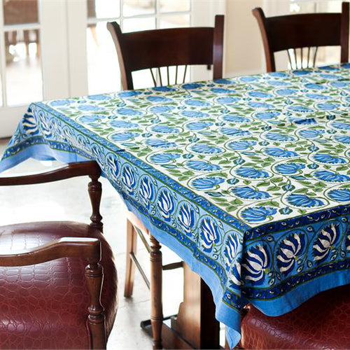 Blue Green Lotus 60X90 Tablecloth