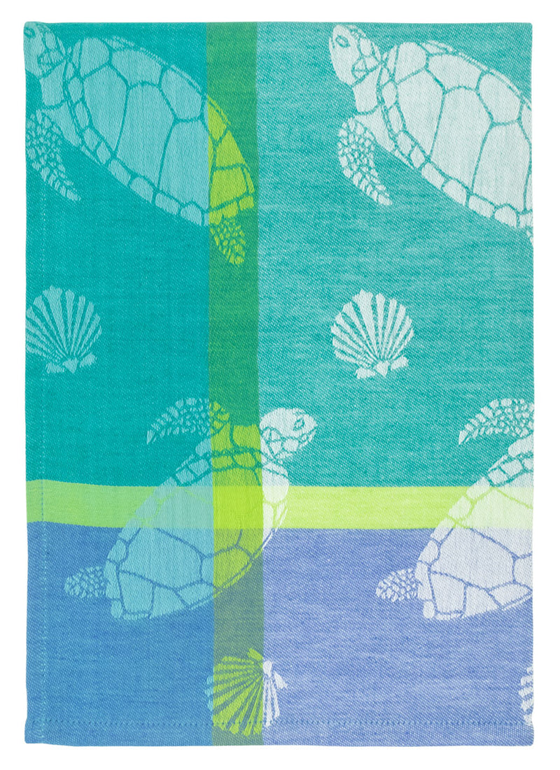 Aqua Sea Turtle Dish Jacquard Towel