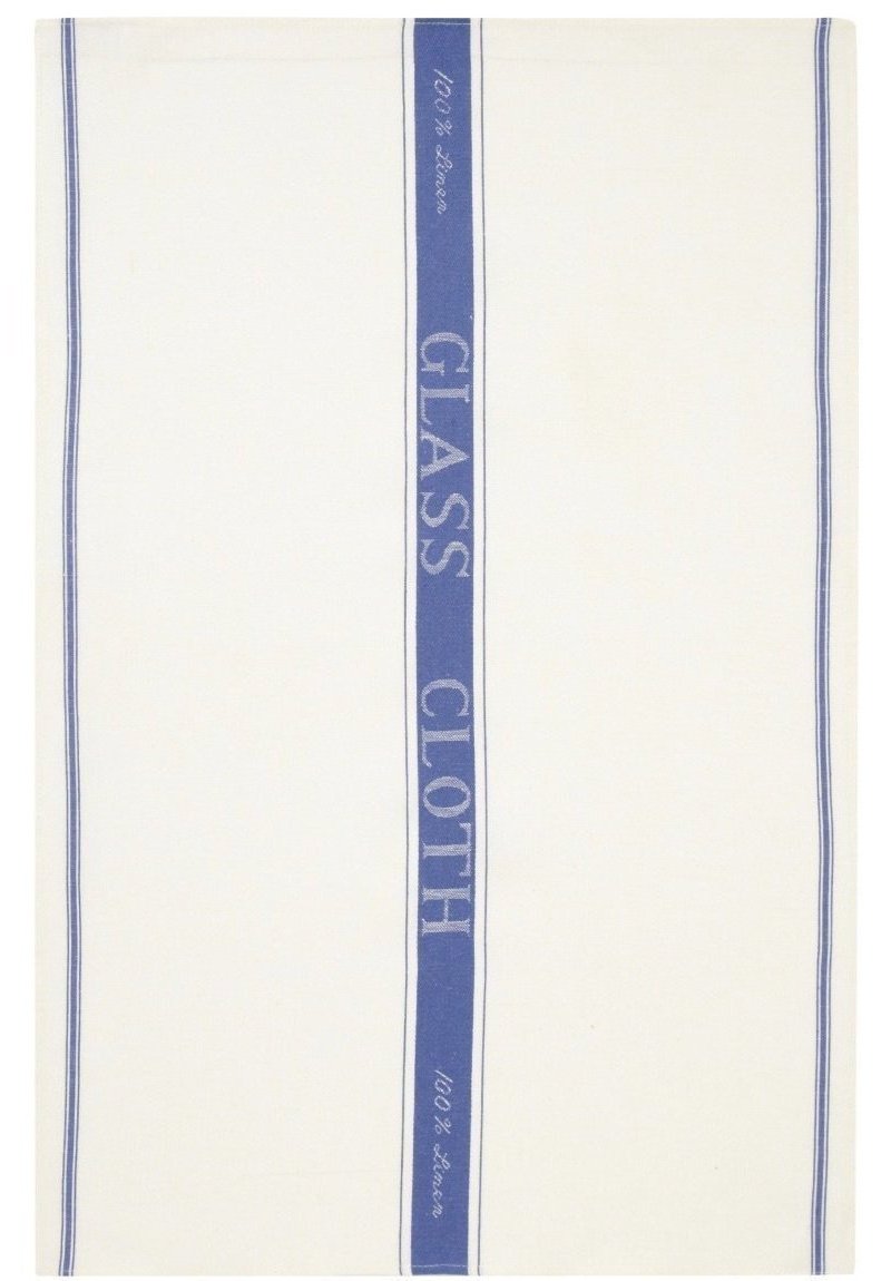 100% Linen Blue Stripe Glass Towel