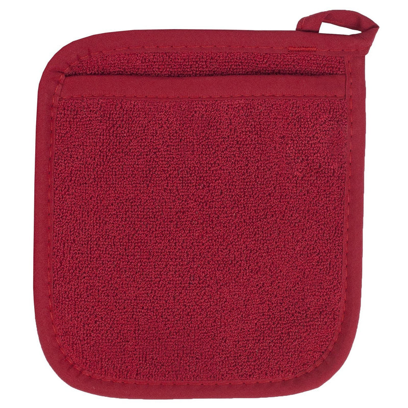 Deep Red Terrycloth Pocket Potholder