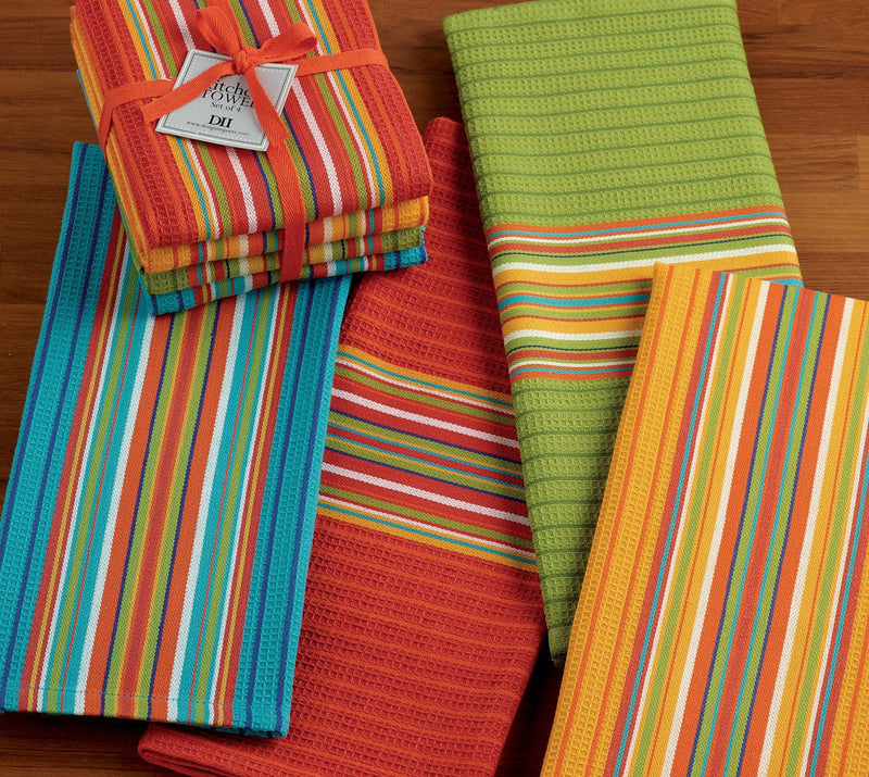 Bright Stripes Waffle Dish Towels