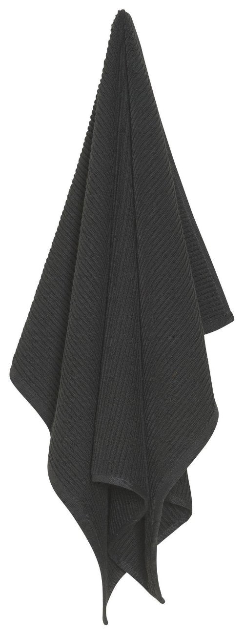Black Ribbed Terry Cloth Dishtowel