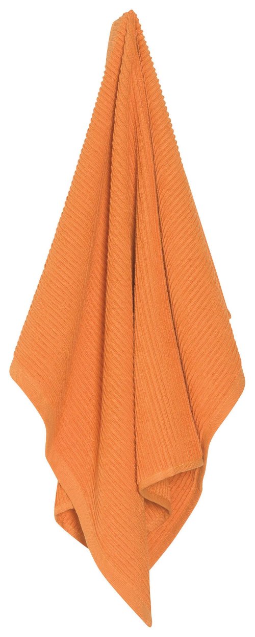 Orange Ribbed Cotton Dishtowel