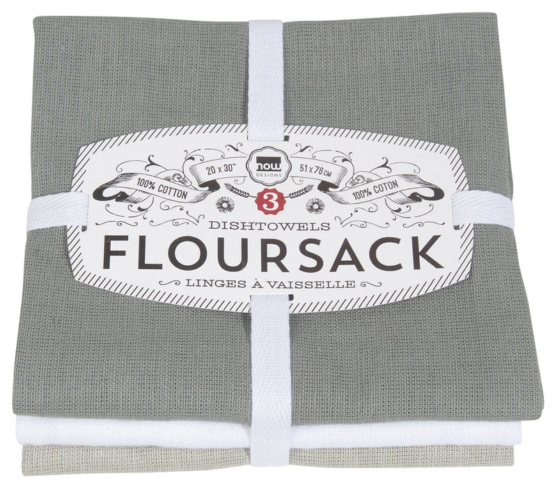 Gray and White Floursack Dish Towel Set