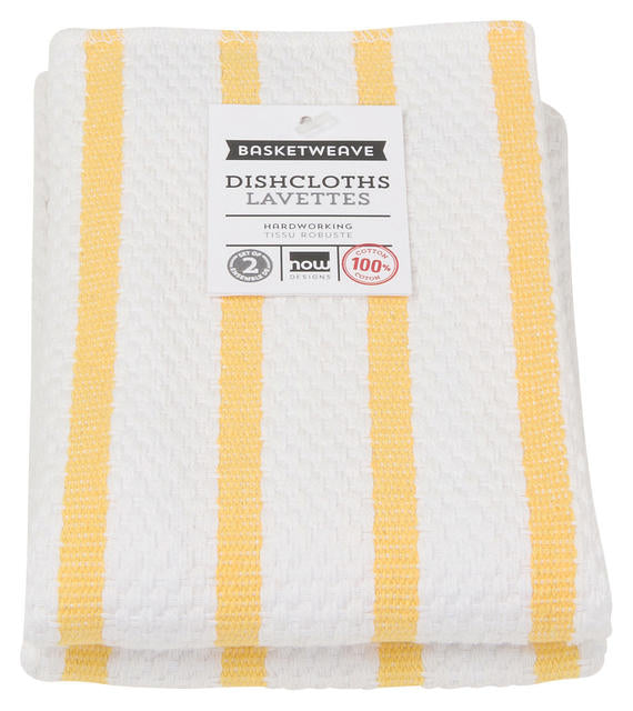 Yellow Striped Cotton Dishcloths Set Of Two
