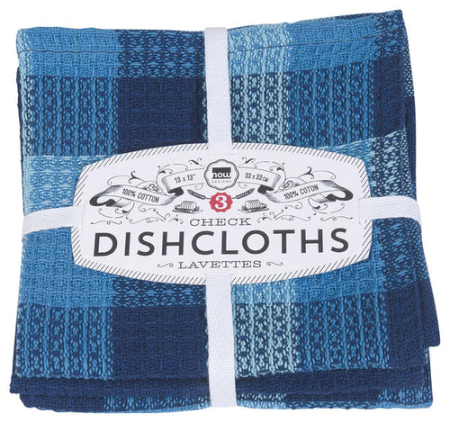 Blue Checked Dishcloth Set