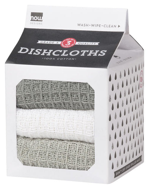 Gray White Waffle Weave Dishcloths