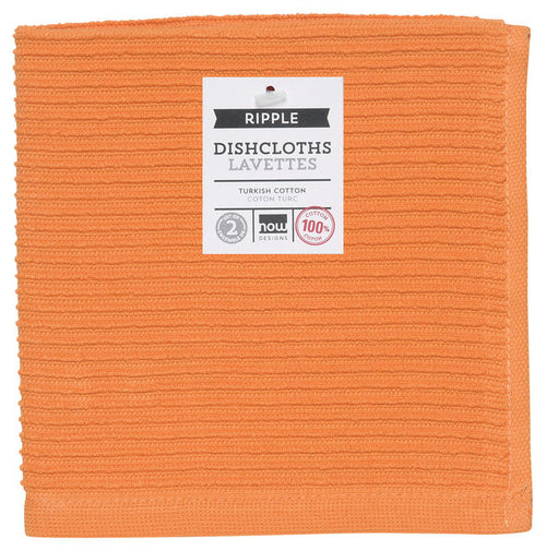 Orange Ribbed Cotton Dishcloths Set