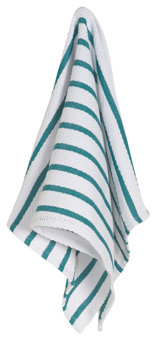 Teal Stripe Basketweave Dish Towel