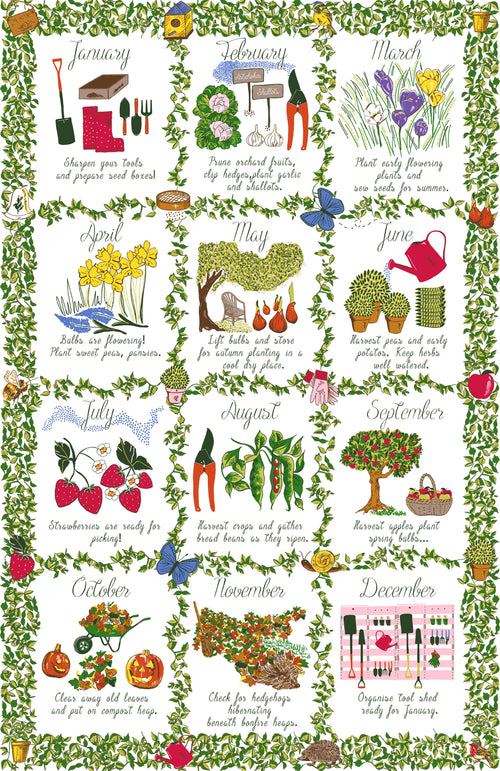 Cotton Gardeners Calendar Towel
